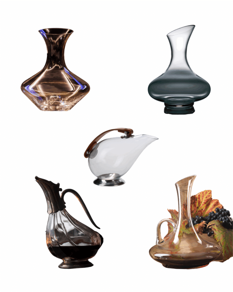 Decantazione del vino: varie forme di decanter